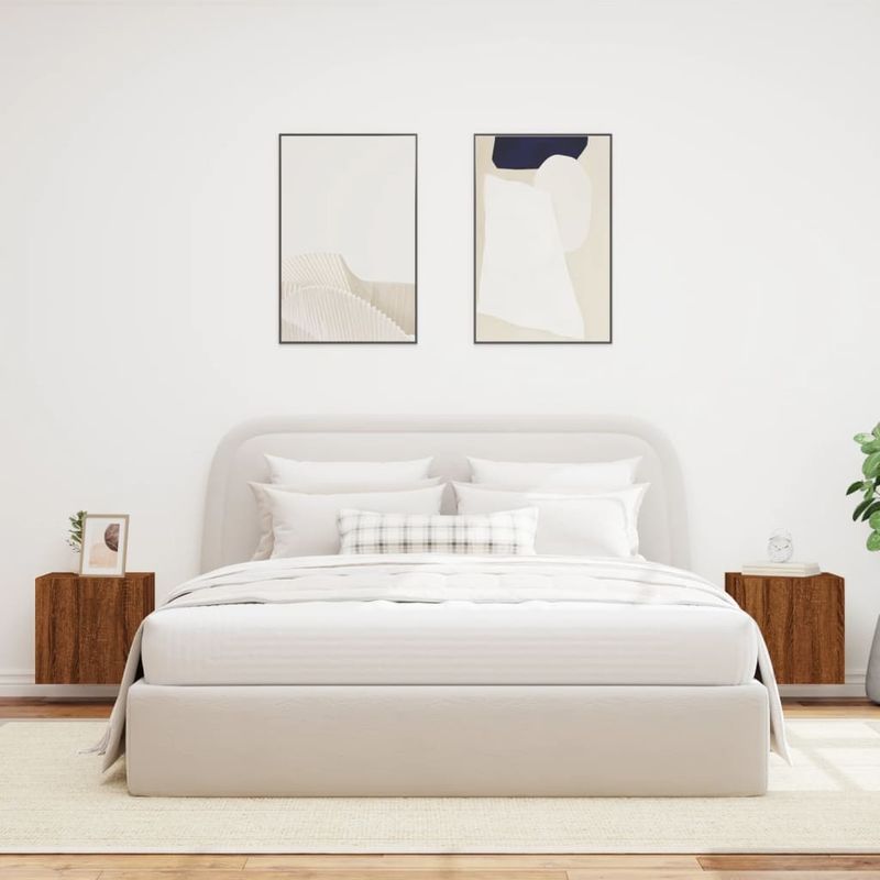 Casa si Gradina - Mobilier - Comode si corpuri - Comode - Comoda TV de perete cu LED, 2 buc. stejar maro, 40,5x35x40 cm - Infinity.ro