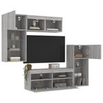 Casa si Gradina - Mobilier - Comode si corpuri - Comode - Unitati de perete TV cu LED-uri, 5 piese, gri sonoma, lemn - Infinity.ro