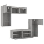Casa si Gradina - Mobilier - Comode si corpuri - Comode - Unitati de perete TV cu LED-uri, 5 piese, gri sonoma, lemn - Infinity.ro