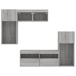 Casa si Gradina - Mobilier - Comode si corpuri - Comode - Unitati de perete TV cu LED-uri, 5 piese, gri sonoma, lemn - Infinity.ro