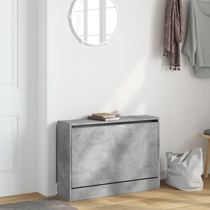 Casa si Gradina - Mobilier - Organizare si depozitare - Organizator incaltaminte - Pantofar, gri beton, 80x21x57 cm, lemn prelucrat - Infinity.ro