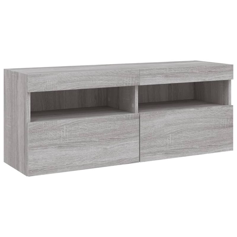 Casa si Gradina - Mobilier - Comode si corpuri - Comode - Unitati de perete TV cu LED-uri, 5 piese, gri sonoma, lemn - Infinity.ro