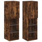 Casa si Gradina - Mobilier - Comode si corpuri - Comode - Comode TV cu lumini LED, 2 buc., stejar fumuriu, 30,5x30x102 cm - Infinity.ro