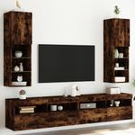 Casa si Gradina - Mobilier - Comode si corpuri - Comode - Comode TV cu lumini LED, 2 buc., stejar fumuriu, 30,5x30x102 cm - Infinity.ro