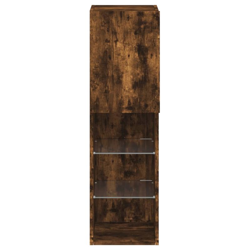 Casa si Gradina - Mobilier - Comode si corpuri - Comode - Comode TV cu lumini LED, 2 buc., stejar fumuriu, 30,5x30x102 cm - Infinity.ro
