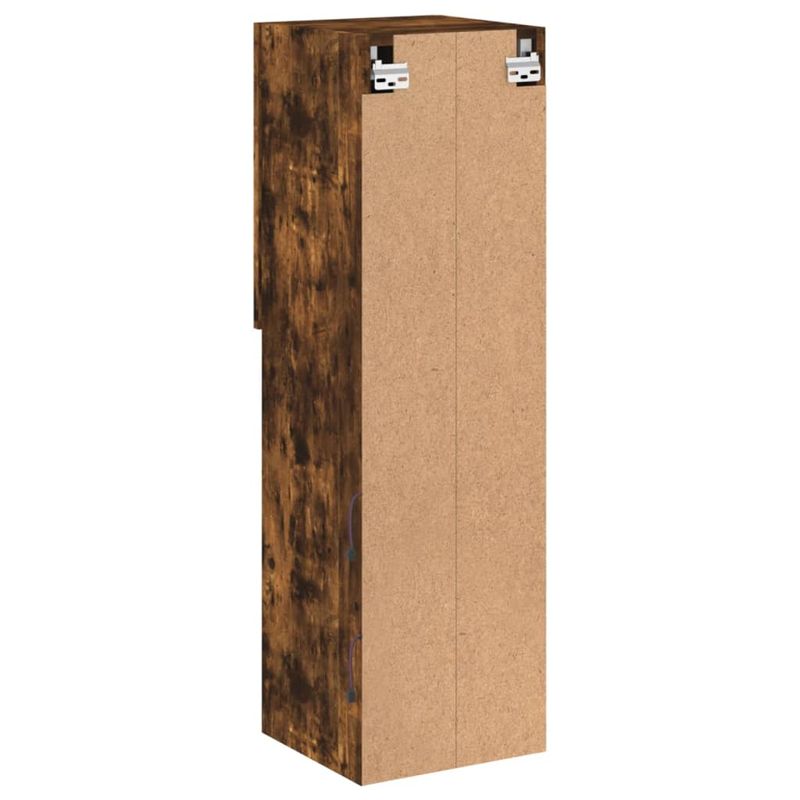 Casa si Gradina - Mobilier - Comode si corpuri - Comode - Comode TV cu lumini LED, 2 buc., stejar fumuriu, 30,5x30x102 cm - Infinity.ro