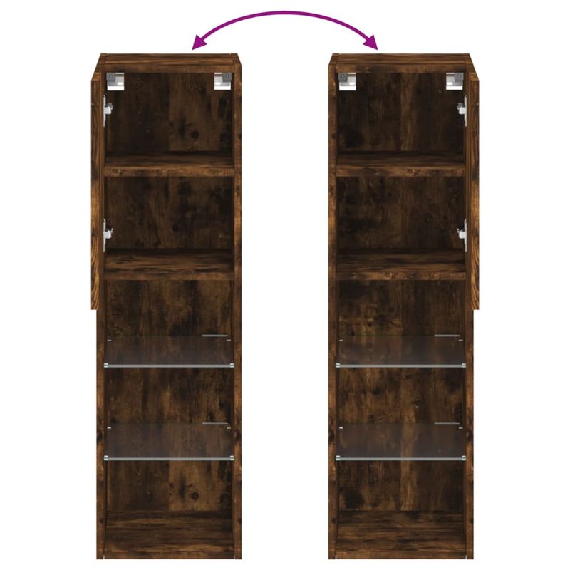 Casa si Gradina - Mobilier - Comode si corpuri - Comode - Comode TV cu lumini LED, 2 buc., stejar fumuriu, 30,5x30x102 cm - Infinity.ro