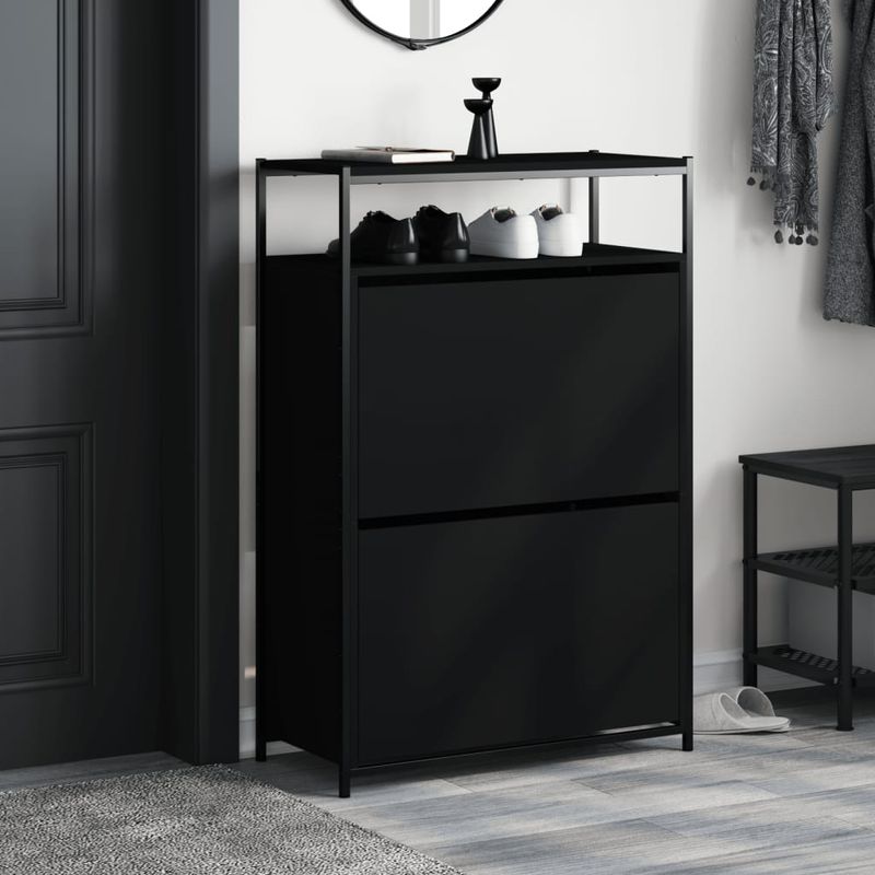 Casa si Gradina - Mobilier - Organizare si depozitare - Organizator incaltaminte - Pantofar, negru, 75x34x112 cm, lemn compozit - Infinity.ro
