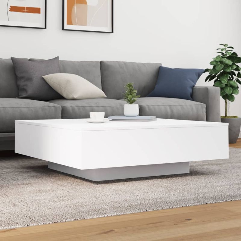 Casa si Gradina - Mobilier - Mese si birouri - Masute de cafea - Masuta de cafea cu lumini LED, alb, 100x100x31 cm - Infinity.ro