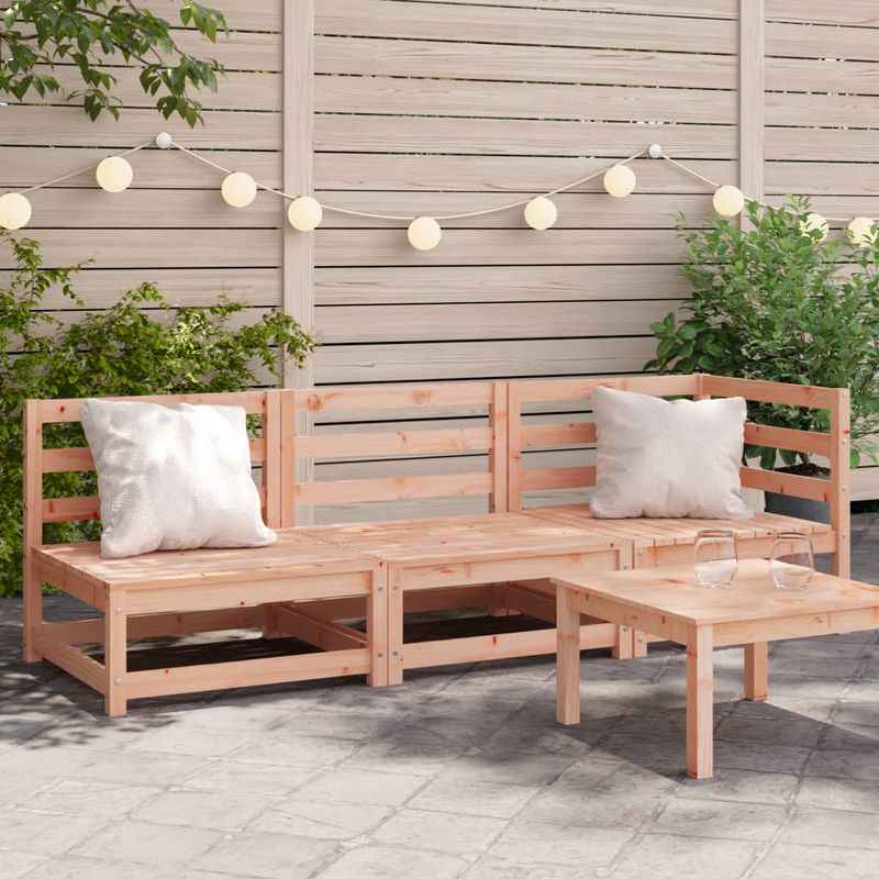 Casa si Gradina - Gradina si terasa - Mobilier exterior - Canapele si fotolii gradina - Canapea de gradina cu 3 locuri, lemn masiv douglas, model colț + 2x scaun - Infinity.ro