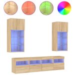 Casa si Gradina - Mobilier - Comode si corpuri - Comode - Unitati de perete TV cu LED-uri, 5 piese, stejar sonoma, lemn - Infinity.ro