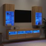 Casa si Gradina - Mobilier - Comode si corpuri - Comode - Unitati de perete TV cu LED-uri, 5 piese, stejar sonoma, lemn - Infinity.ro