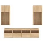 Casa si Gradina - Mobilier - Comode si corpuri - Comode - Unitati de perete TV cu LED-uri, 5 piese, stejar sonoma, lemn - Infinity.ro