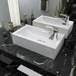 Casa si Gradina - Sanitare - Lavoar baie si accesorii - Lavoare si piedestale - Chiuveta ceramica dreptunghiulara cu preaplin 46x25,5x12 cm alb - Infinity.ro