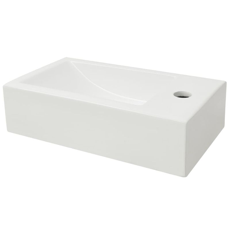 Casa si Gradina - Sanitare - Lavoar baie si accesorii - Lavoare si piedestale - Chiuveta ceramica dreptunghiulara cu preaplin 46x25,5x12 cm alb - Infinity.ro