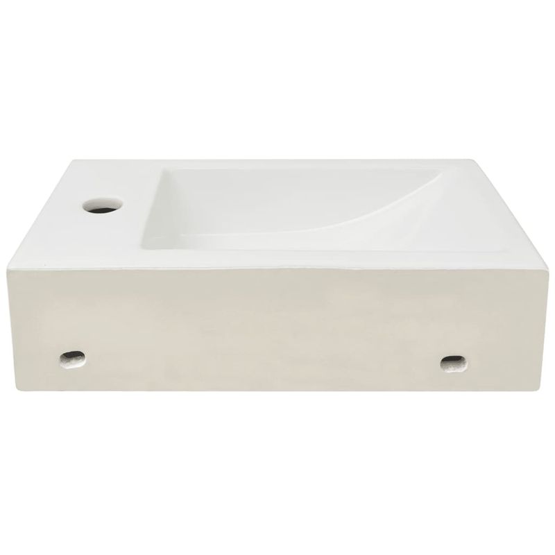 Casa si Gradina - Sanitare - Lavoar baie si accesorii - Lavoare si piedestale - Chiuveta ceramica dreptunghiulara cu preaplin 46x25,5x12 cm alb - Infinity.ro
