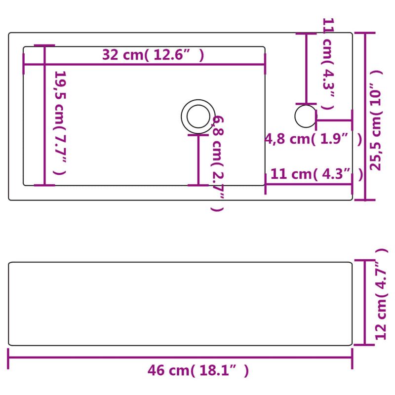 Casa si Gradina - Sanitare - Lavoar baie si accesorii - Lavoare si piedestale - Chiuveta ceramica dreptunghiulara cu preaplin 46x25,5x12 cm alb - Infinity.ro