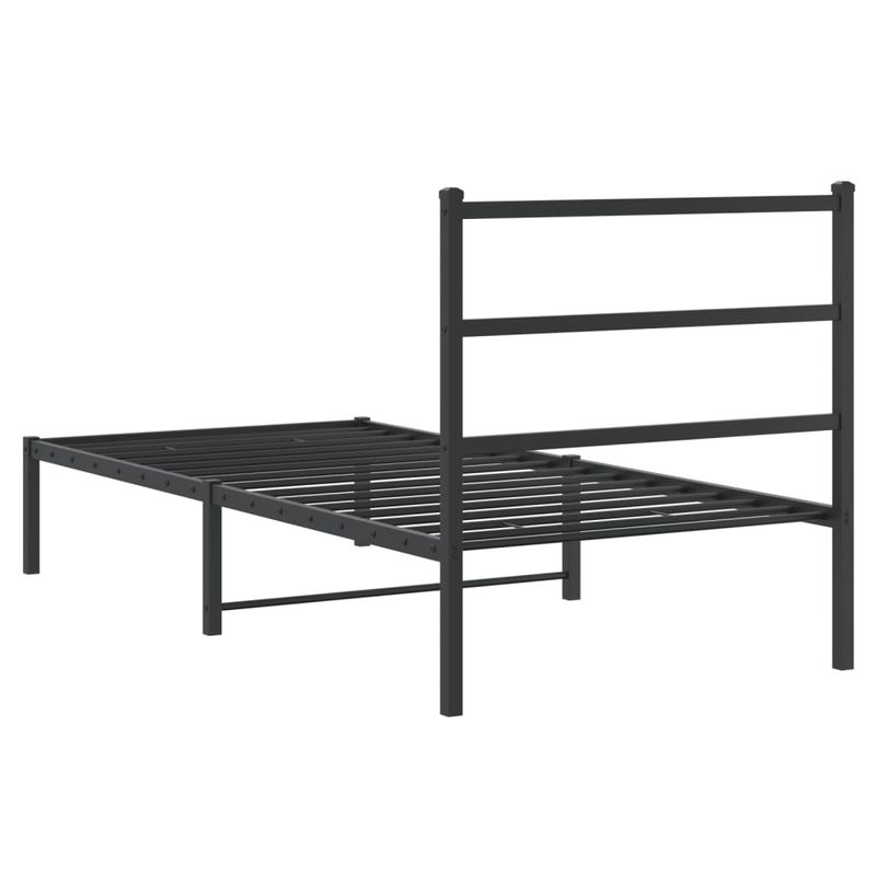 Casa si Gradina - Mobilier - Paturi si accesorii - Paturi - Cadru de pat metalic cu tablie, negru, 90x190 cm - Infinity.ro