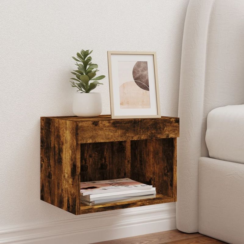Casa si Gradina - Mobilier - Comode si corpuri - Comode - Noptiere cu lumini LED, stejar fumuriu - Infinity.ro