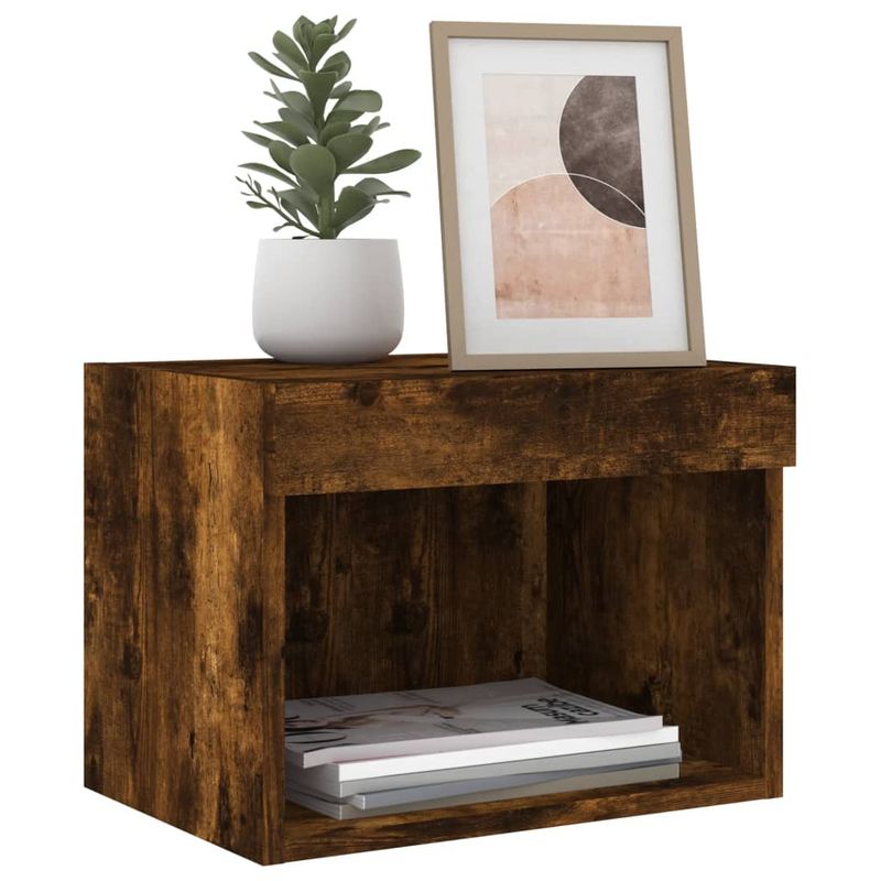 Casa si Gradina - Mobilier - Comode si corpuri - Comode - Noptiere cu lumini LED, stejar fumuriu - Infinity.ro