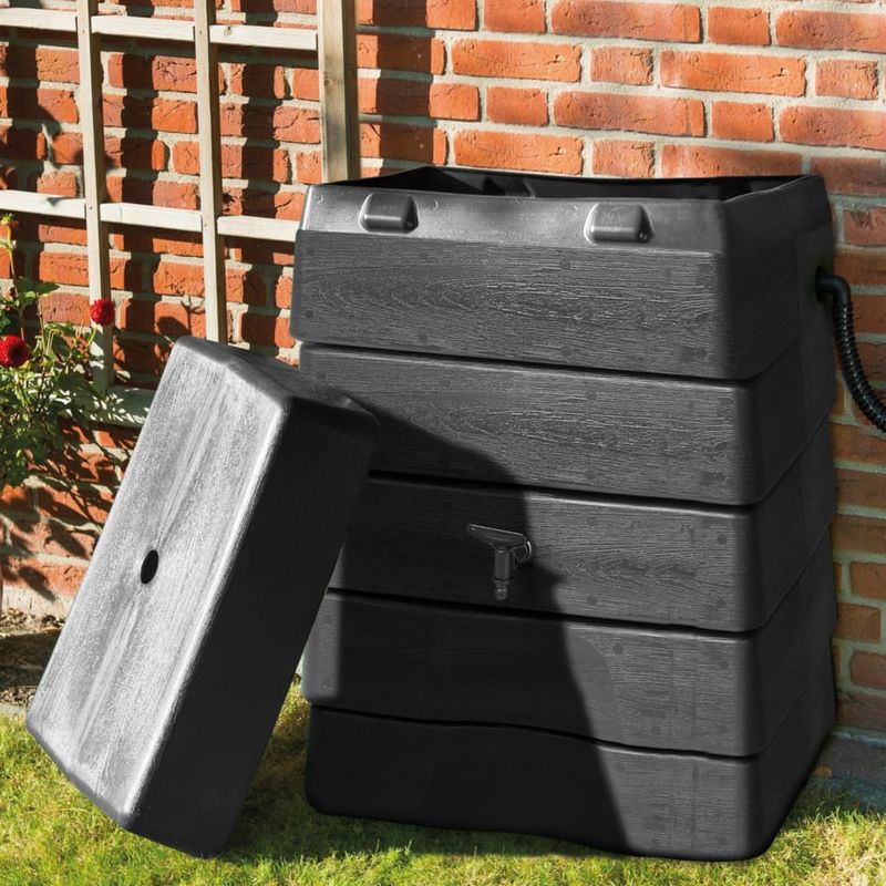 Casa si Gradina/Mobilier/Organizare si depozitare/Recipiente depozitare - Nature Butoi de apa de ploaie, antracit, 168 L - Infinity.ro