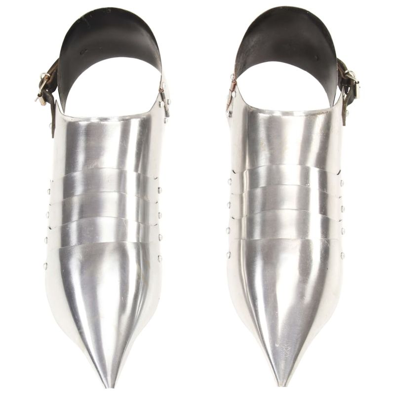 Casa si Gradina - Decoratiuni - Decoratiuni petrecere - Masti si costume carnaval - Pantofi armura medievala tip sabaton joc de rol argintiu otel - Infinity.ro
