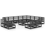 Casa si Gradina - Gradina si terasa - Mobilier exterior - Seturi mobila gradina - Set mobilier de gradina, 13 piese, negru, lemn masiv de pin - Infinity.ro