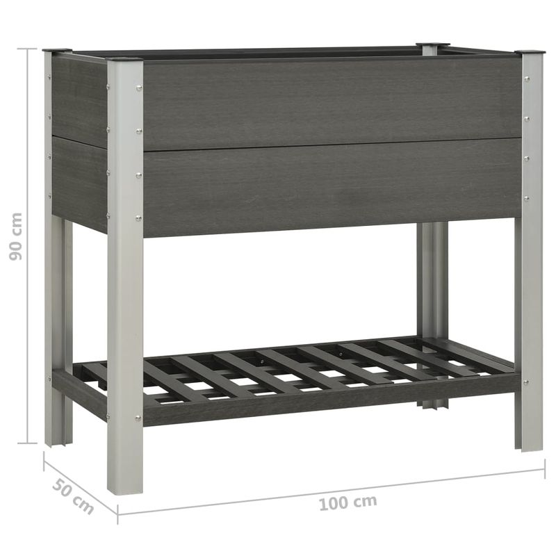 Casa si Gradina - Gradinarit si plante - Plante si ghivece - Ghivece si suporturi - Strat inaltat de gradina cu raft, gri, 100x50x90 cm, WPC - Infinity.ro