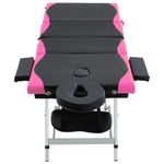 Ingrijire personala si Cosmetice - Sanatate si wellness - Articole wellness - Fotolii de masaj - Masa pliabila de masaj, 4 zone, negru si roz, aluminiu - Infinity.ro