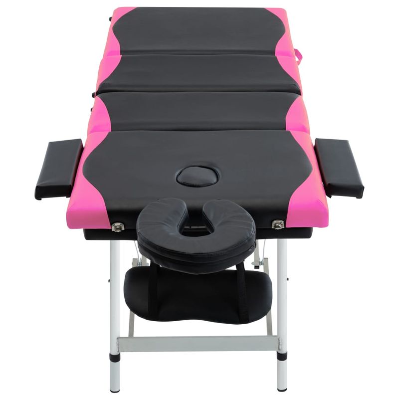 Ingrijire personala si Cosmetice - Sanatate si wellness - Articole wellness - Fotolii de masaj - Masa pliabila de masaj, 4 zone, negru si roz, aluminiu - Infinity.ro