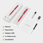 Laptop, Telefoane si Tablete - Wearables si gadgeturi - Gadgeturi - Dispozitive spionaj - Pix cu microfon ascuns, autonomie 10 ore, MP3 Player, 32GB, rosu - D3191 - Infinity.ro