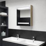 Casa si Gradina - Mobilier - Mobilier baie - Corpuri baie - Dulap de baie cu oglinda si LED, alb si stejar, 50x14x60 cm - Infinity.ro