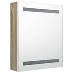 Casa si Gradina - Mobilier - Mobilier baie - Corpuri baie - Dulap de baie cu oglinda si LED, alb si stejar, 50x14x60 cm - Infinity.ro