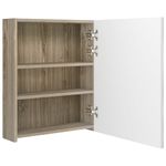 Casa si Gradina - Mobilier - Mobilier baie - Corpuri baie - Dulap de baie cu oglinda si LED, alb si stejar, 50x14x60 cm - Infinity.ro