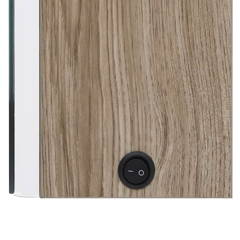 Casa si Gradina - Mobilier - Mobilier baie - Corpuri baie - Dulap de baie cu oglinda si LED, alb si stejar, 50x14x60 cm - Infinity.ro