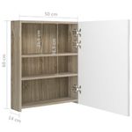 Casa si Gradina - Mobilier - Mobilier baie - Corpuri baie - Dulap de baie cu oglinda si LED, alb si stejar, 50x14x60 cm - Infinity.ro