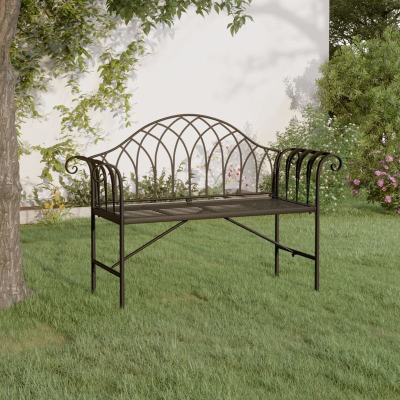 Casa si Gradina - Gradina si terasa - Mobilier exterior - Bancute de gradina - Banca de gradina cu 2 locuri, negru, 128 cm, otel - Infinity.ro