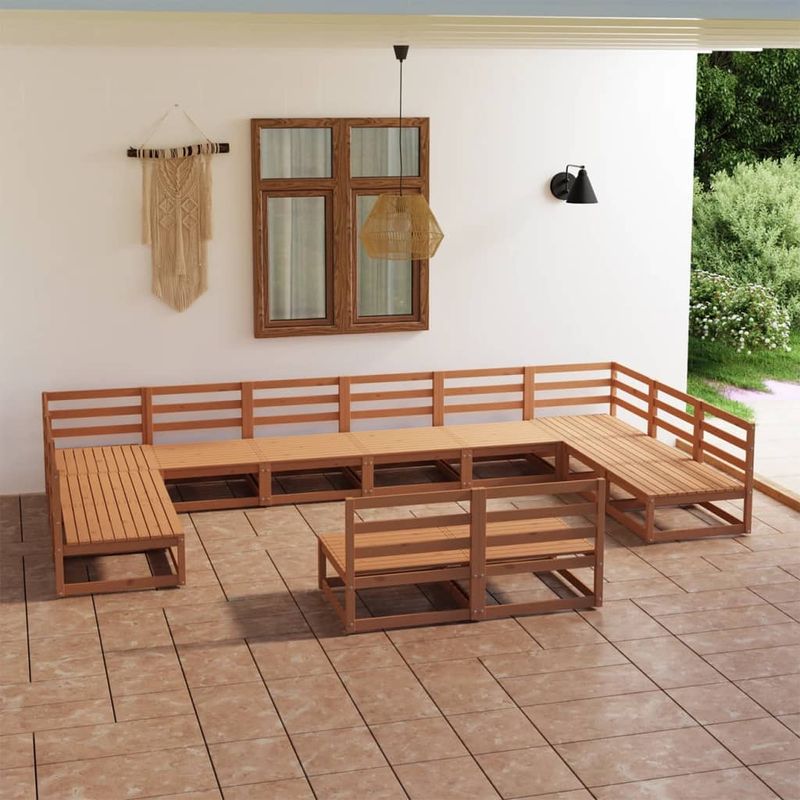 Casa si Gradina - Gradina si terasa - Mobilier exterior - Seturi mobila gradina - Set mobilier de gradina, 12 piese, lemn masiv de pin - Infinity.ro