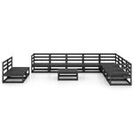 Casa si Gradina - Gradina si terasa - Mobilier exterior - Seturi mobila gradina - Set mobilier de gradina, 11 piese, negru, lemn masiv de pin - Infinity.ro