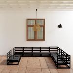 Casa si Gradina - Gradina si terasa - Mobilier exterior - Seturi mobila gradina - Set mobilier de gradina, 11 piese, negru lemn masiv pin - Infinity.ro