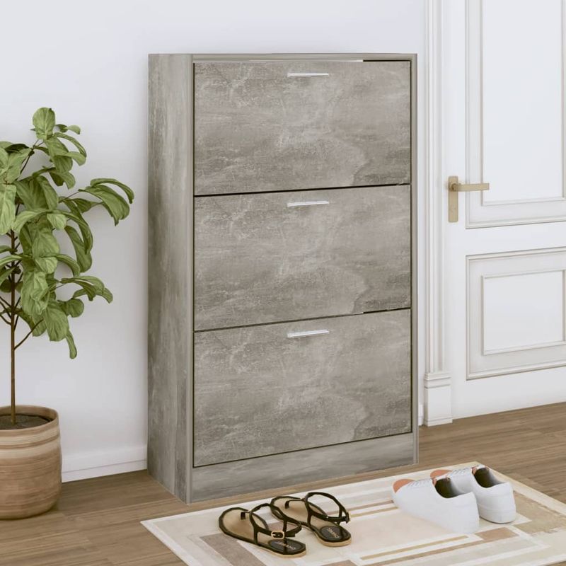 Casa si Gradina - Mobilier - Organizare si depozitare - Organizator incaltaminte - Pantofar, gri beton, 63x24x103 cm, lemn compozit - Infinity.ro