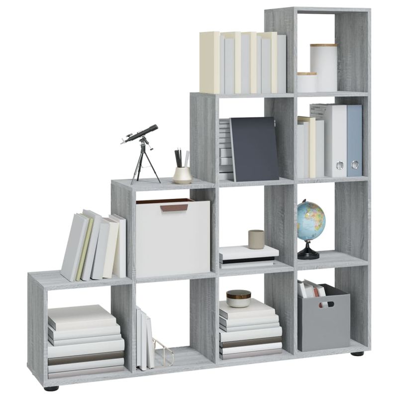 Casa si Gradina - Mobilier - Biblioteci si rafturi - Biblioteci - Biblioteca in trepte, gri sonoma, 142 cm, lemn compozit - Infinity.ro