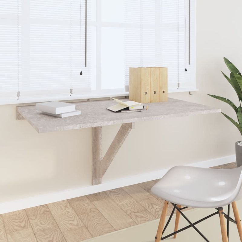 Casa si Gradina - Mobilier - Mese si birouri - Mese living - Masa de perete plianta, gri beton, 100x60x56 cm, lemn compozit - Infinity.ro