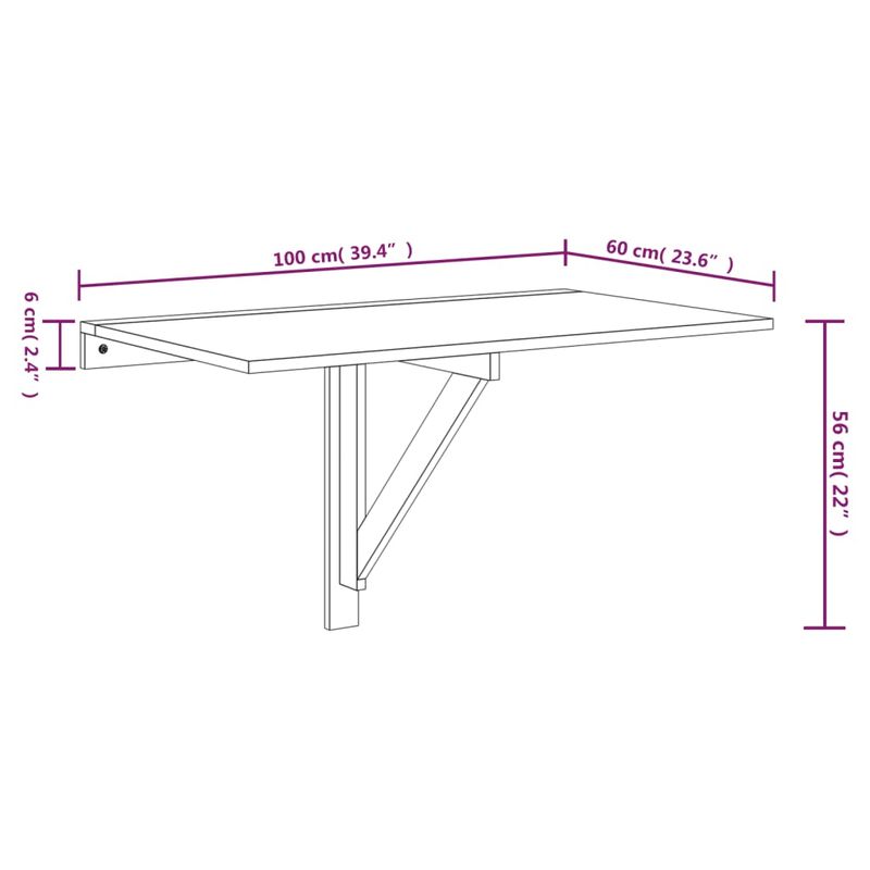 Casa si Gradina - Mobilier - Mese si birouri - Mese living - Masa de perete plianta, gri beton, 100x60x56 cm, lemn compozit - Infinity.ro