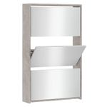 Casa si Gradina - Mobilier - Organizare si depozitare - Organizator incaltaminte - Pantofar cu oglinda, 3 niveluri, gri beton, 63x17x102,5 cm - Infinity.ro