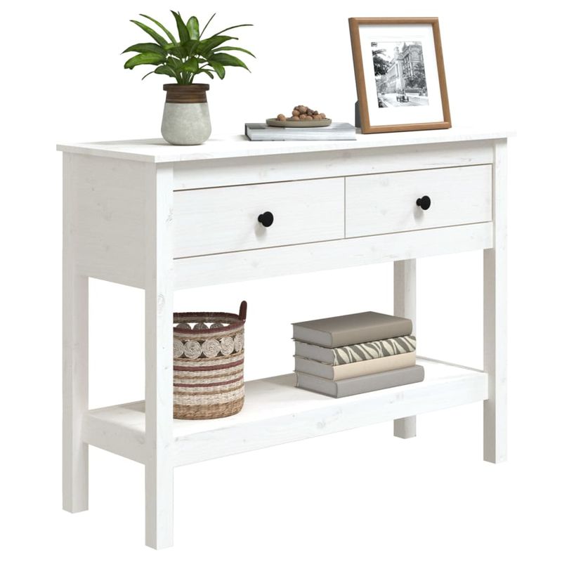Casa si Gradina - Mobilier - Comode si corpuri - Console - Masa consola, alb, 100x35x75 cm, lemn masiv de pin - Infinity.ro
