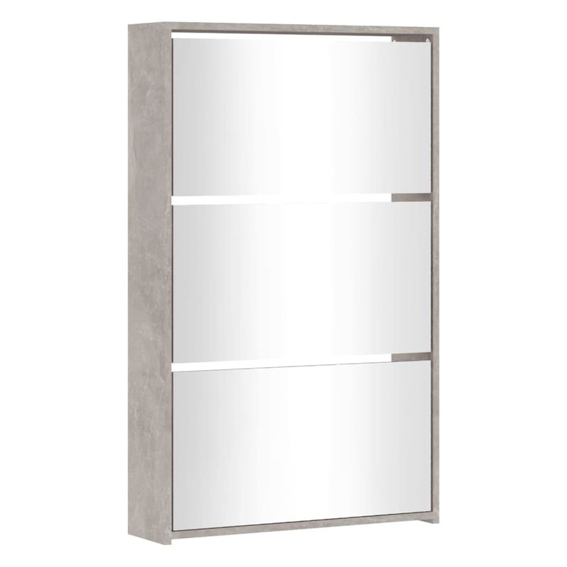Casa si Gradina - Mobilier - Organizare si depozitare - Organizator incaltaminte - Pantofar cu oglinda, 3 niveluri, gri beton, 63x17x102,5 cm - Infinity.ro