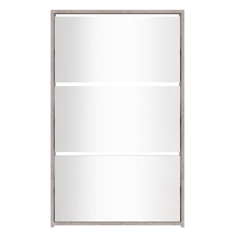 Casa si Gradina - Mobilier - Organizare si depozitare - Organizator incaltaminte - Pantofar cu oglinda, 3 niveluri, gri beton, 63x17x102,5 cm - Infinity.ro