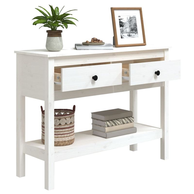 Casa si Gradina - Mobilier - Comode si corpuri - Console - Masa consola, alb, 100x35x75 cm, lemn masiv de pin - Infinity.ro
