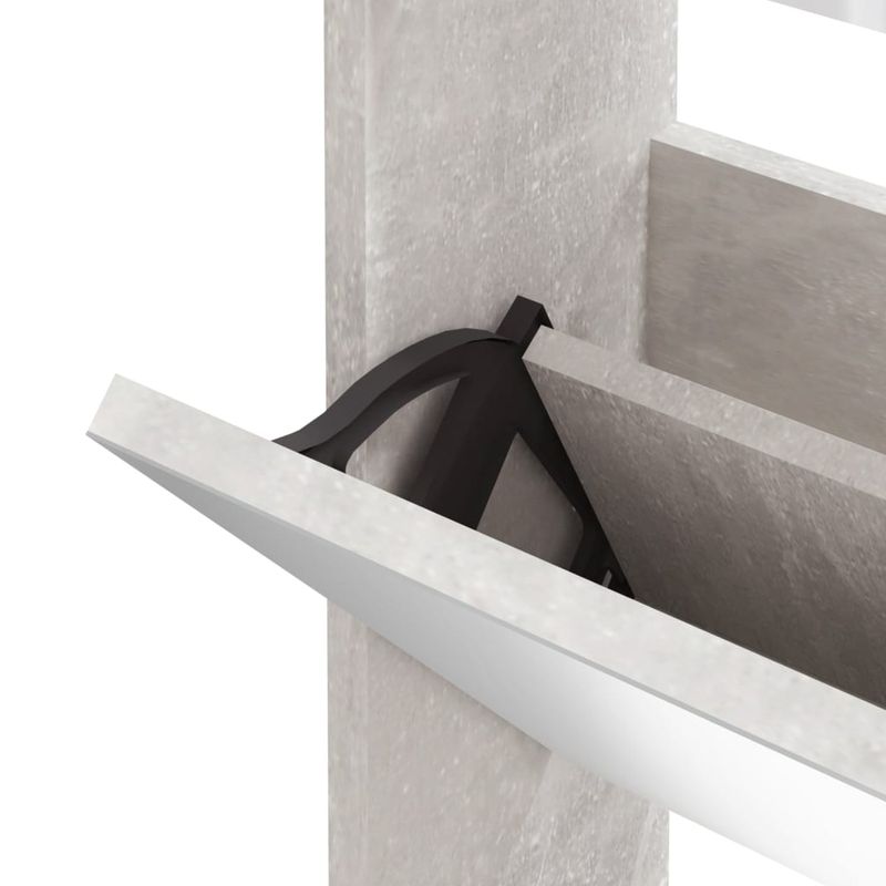 Casa si Gradina - Mobilier - Organizare si depozitare - Organizator incaltaminte - Pantofar cu oglinda, 3 niveluri, gri beton, 63x17x102,5 cm - Infinity.ro